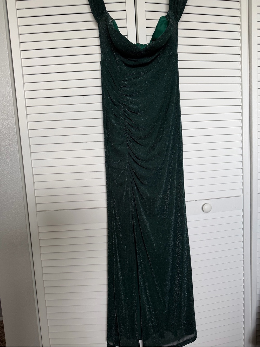 SHEIN Emerald Green Halter Evening Dress